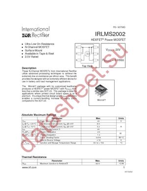 IRLMS2002 datasheet  